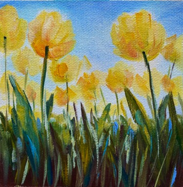 Painting titled "Tulips of the Sun" by Ludmila Gorbunova, Original Artwork, Oil