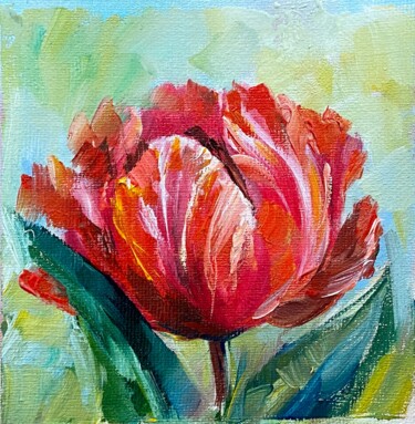 Painting titled "Bold Blossom" by Ludmila Gorbunova, Original Artwork, Oil