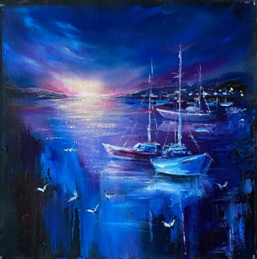 Painting titled "Coastal Glow" by Ludmila Gorbunova, Original Artwork, Oil