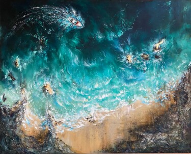Peinture intitulée "Coastal Symphony" par Ludmila Gorbunova, Œuvre d'art originale, Huile Monté sur Châssis en bois