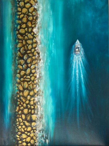 Painting titled "Going Forward" by Ludmila Gorbunova, Original Artwork, Oil Mounted on Wood Stretcher frame