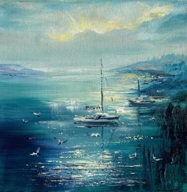 Malerei mit dem Titel "Vibrant Sunrise" von Ludmila Gorbunova, Original-Kunstwerk, Öl