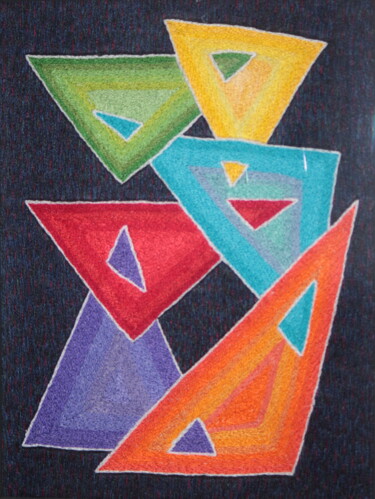 Arte têxtil intitulada "Embroidery Self-Por…" por Ludmila Korets, Obras de arte originais, Bordado Montado em Cartão