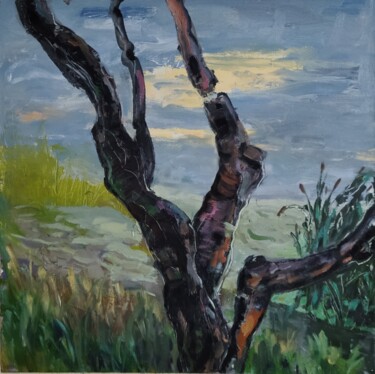 Painting titled "Willows tree after…" by Liudmila Kylych, Original Artwork, Oil