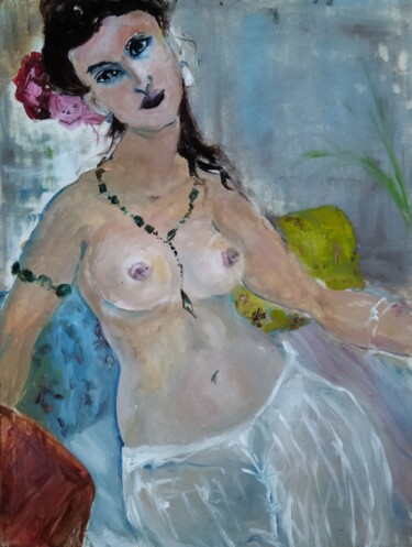 Painting titled "Odalisque" by Liudmila Kylych, Original Artwork, Oil