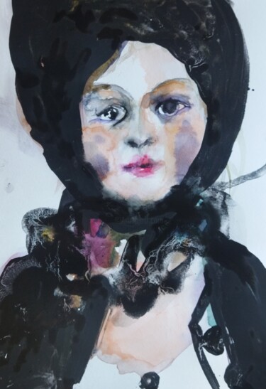 Peinture intitulée "Une jolie fillе" par Liudmila Kylych, Œuvre d'art originale, Aquarelle