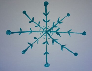 Dessin intitulée "Green snowflake / З…" par Ludmila Skripkina, Œuvre d'art originale, Pigments