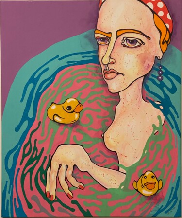 Peinture intitulée "Whirlpool" par Ludmila Tokin, Œuvre d'art originale, Acrylique Monté sur Panneau de bois