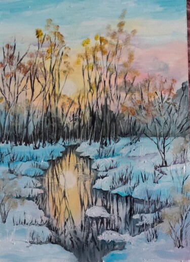 Картина под названием "Зима" - Ludmila Toryanik, Подлинное произведение искусства, Масло