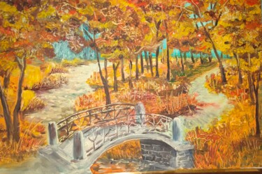 Картина под названием "Осінній парк" - Ludmila Toryanik, Подлинное произведение искусства, Масло