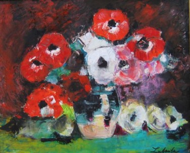 Peinture intitulée "fleurs" par Ludmila Constant, Œuvre d'art originale, Huile