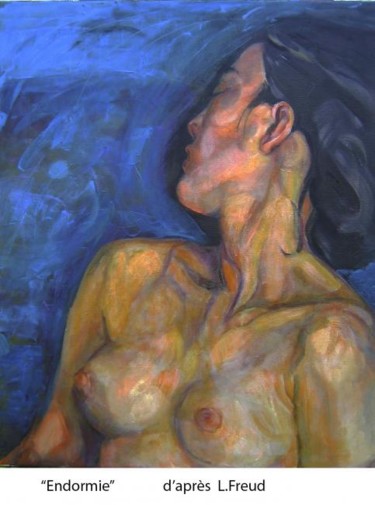Peinture intitulée "Endormie" par Ludmila Constant, Œuvre d'art originale, Huile