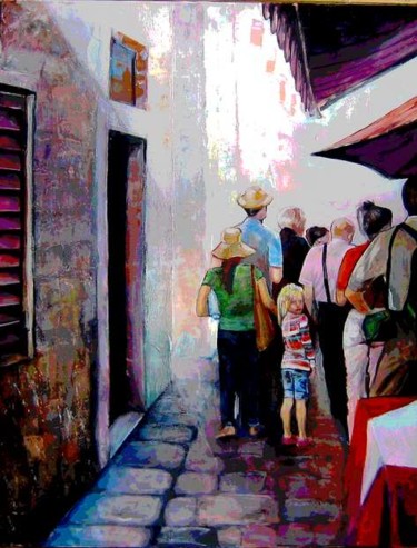 Painting titled "Touristes" by Ludmila Constant, Original Artwork, Oil