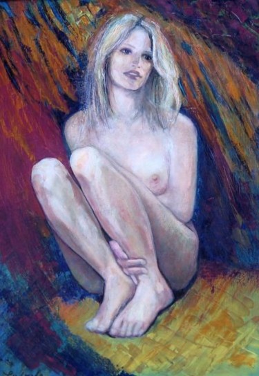 Painting titled "Insomnie" by Ludmila Constant, Original Artwork, Oil