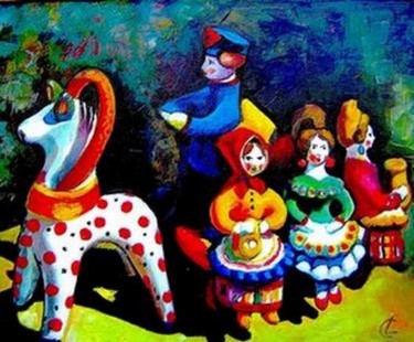 Peinture intitulée "jouets" par Ludmila Constant, Œuvre d'art originale, Huile