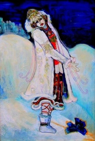 Painting titled "Princesse neige" by Ludmila Constant, Original Artwork, Oil