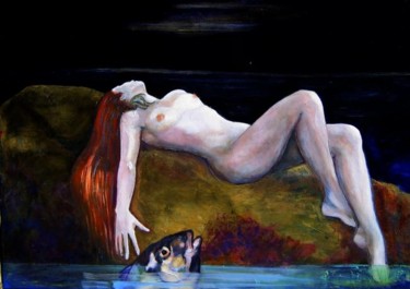 Painting titled "Ondine" by Ludmila Constant, Original Artwork, Oil