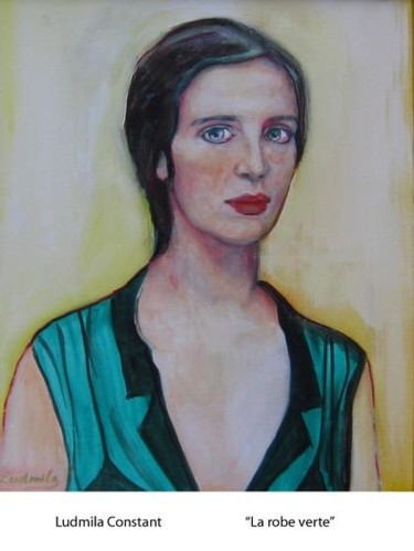 Peinture intitulée "La robe verte" par Ludmila Constant, Œuvre d'art originale, Huile