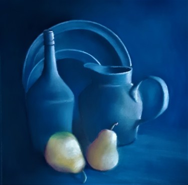 Dessin intitulée "Deux poires" par Ludmilla C.Topalova, Œuvre d'art originale, Pastel
