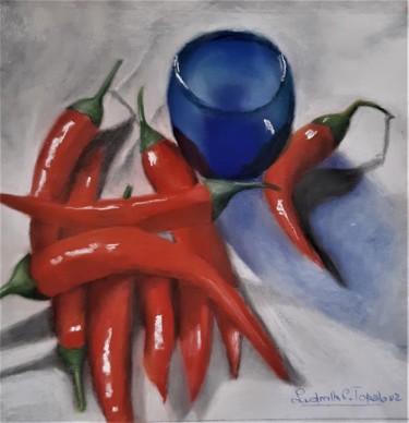 Dessin intitulée "Piments" par Ludmilla C.Topalova, Œuvre d'art originale, Pastel