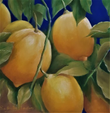 Dessin intitulée "Citrons" par Ludmilla C.Topalova, Œuvre d'art originale, Pastel