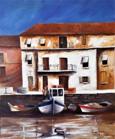 Painting titled "Le canal à Martigues" by Ludmilla C.Topalova, Original Artwork, Oil