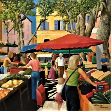 Painting titled "Jour de marché à Ai…" by Ludmilla C.Topalova, Original Artwork, Oil