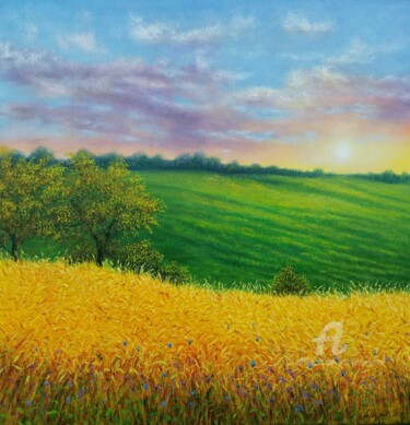 Картина под названием "The sunrise" - Ludmilla Ukrow, Подлинное произведение искусства, Масло