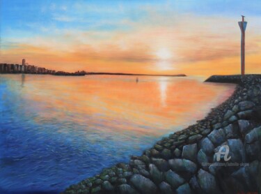 Pintura titulada "Sunset at the belgi…" por Ludmilla Ukrow, Obra de arte original, Oleo