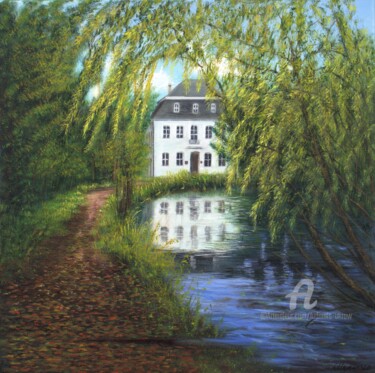 Peinture intitulée "The castle Buseck" par Ludmilla Ukrow, Œuvre d'art originale, Huile