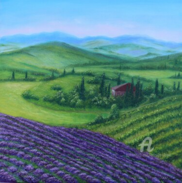 Painting titled "Under the Tuscan sun" by Ludmilla Ukrow, Original Artwork, Oil