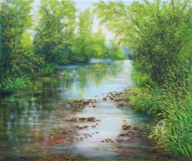 Painting titled "The river Prims" by Ludmilla Ukrow, Original Artwork, Oil