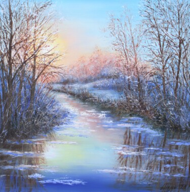 Winter landscape #3 Painting titled "Winter landscape #3" by Ludmilla Ukrow, Original Art, Oil