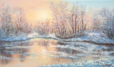 Painting titled "Winter landscape #4" by Ludmilla Ukrow, Original Artwork, Oil