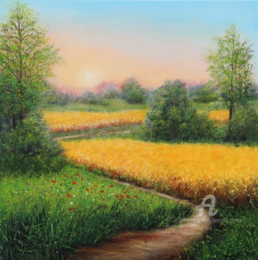 "Wheat field in summ…" başlıklı Tablo Ludmilla Ukrow tarafından, Orijinal sanat, Petrol