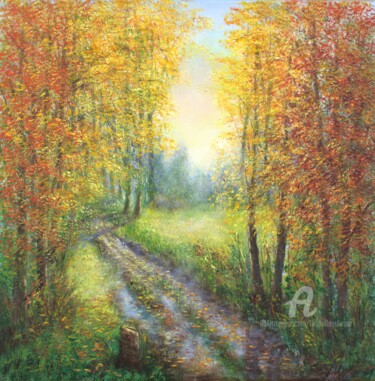 Schilderij getiteld "The colors of autumn" door Ludmilla Ukrow, Origineel Kunstwerk, Olie
