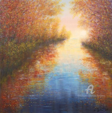 Malerei mit dem Titel "Autumn mood" von Ludmilla Ukrow, Original-Kunstwerk, Öl