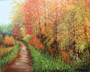 Malarstwo zatytułowany „Am autumnal park” autorstwa Ludmilla Ukrow, Oryginalna praca, Olej