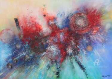 Pintura titulada "Abstract "Cosmic co…" por Ludmilla Ukrow, Obra de arte original, Acrílico