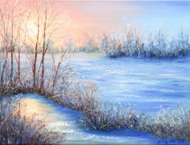 Painting titled "Winter sunlight" by Ludmilla Ukrow, Original Artwork, Oil