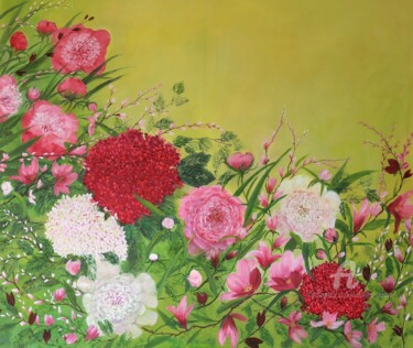 Schilderij getiteld "Colorful flowers" door Ludmilla Ukrow, Origineel Kunstwerk, Olie