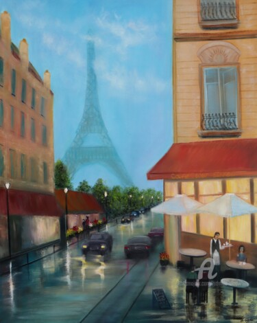 Pintura titulada "Cafe de Paris" por Ludmilla Ukrow, Obra de arte original, Oleo