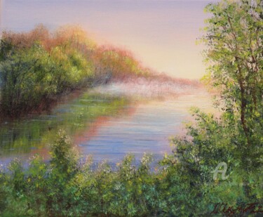 Painting titled "Silence sunrise" by Ludmilla Ukrow, Original Artwork, Oil
