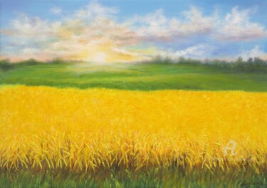 Painting titled "Sunrise 2" by Ludmilla Ukrow, Original Artwork, Oil