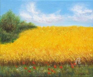 Peinture intitulée "Wheat field in summ…" par Ludmilla Ukrow, Œuvre d'art originale, Huile