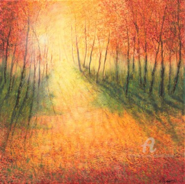 Painting titled "The autumnal light" by Ludmilla Ukrow, Original Artwork, Oil