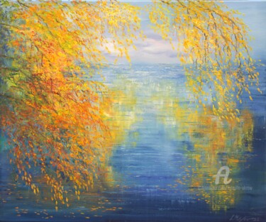 Malerei mit dem Titel "Abstract autumn" von Ludmilla Ukrow, Original-Kunstwerk, Öl