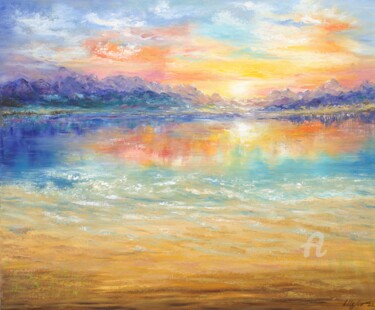Картина под названием "Abstract seascape 2" - Ludmilla Ukrow, Подлинное произведение искусства, Масло