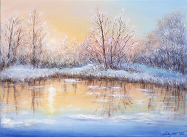 Malerei mit dem Titel "Winter light 5" von Ludmilla Ukrow, Original-Kunstwerk, Öl