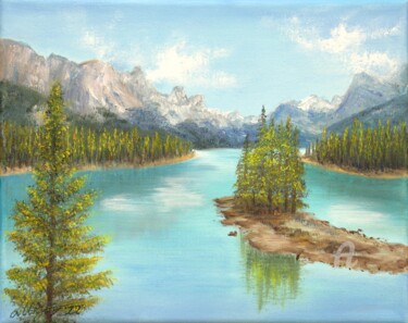 Painting titled "Jasper national park" by Ludmilla Ukrow, Original Artwork, Oil